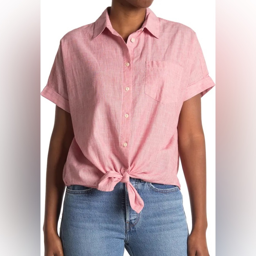 Madewell end on end tie front collared shirt - Picture 7 of 10